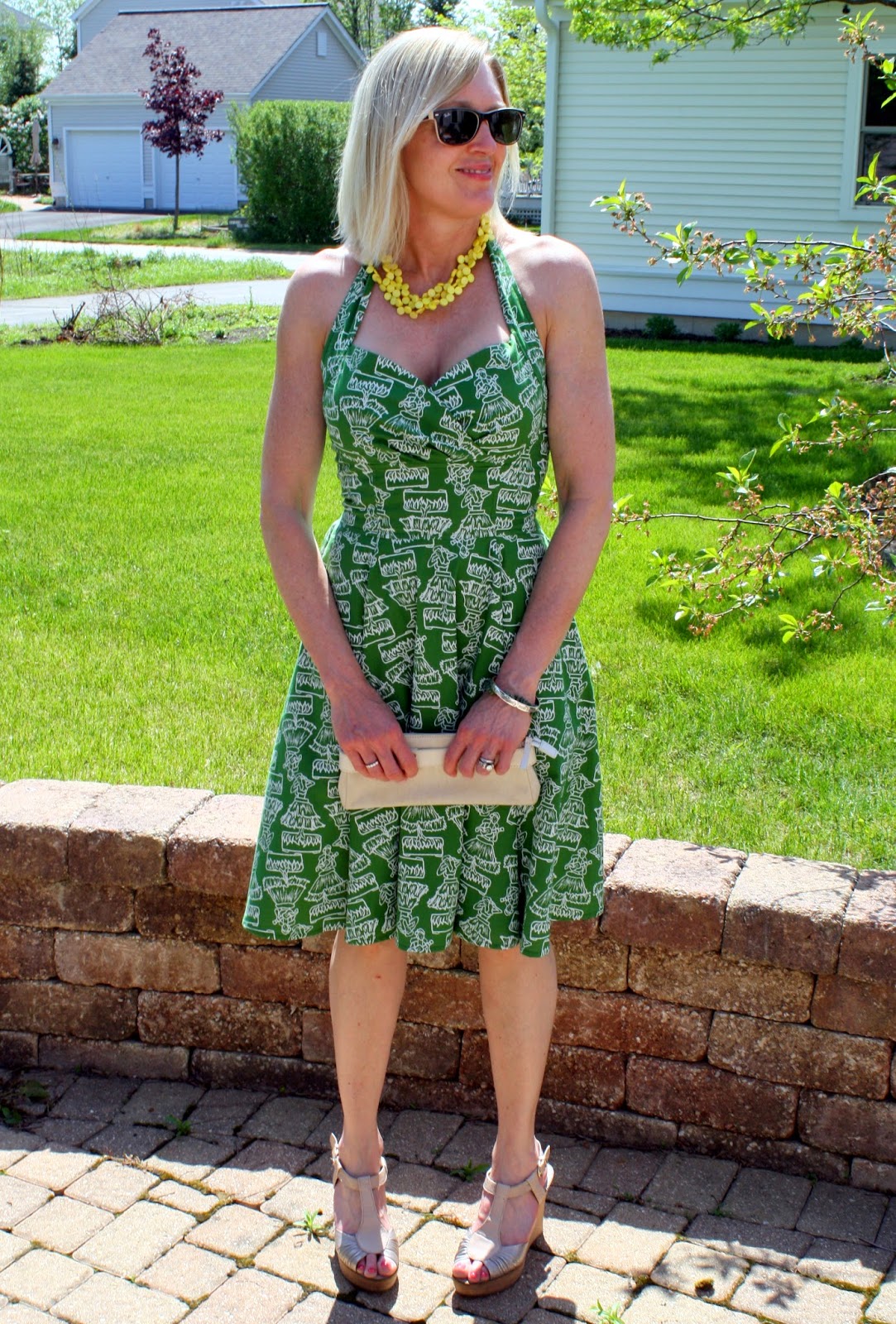 Hawaiian Print Halter Dress