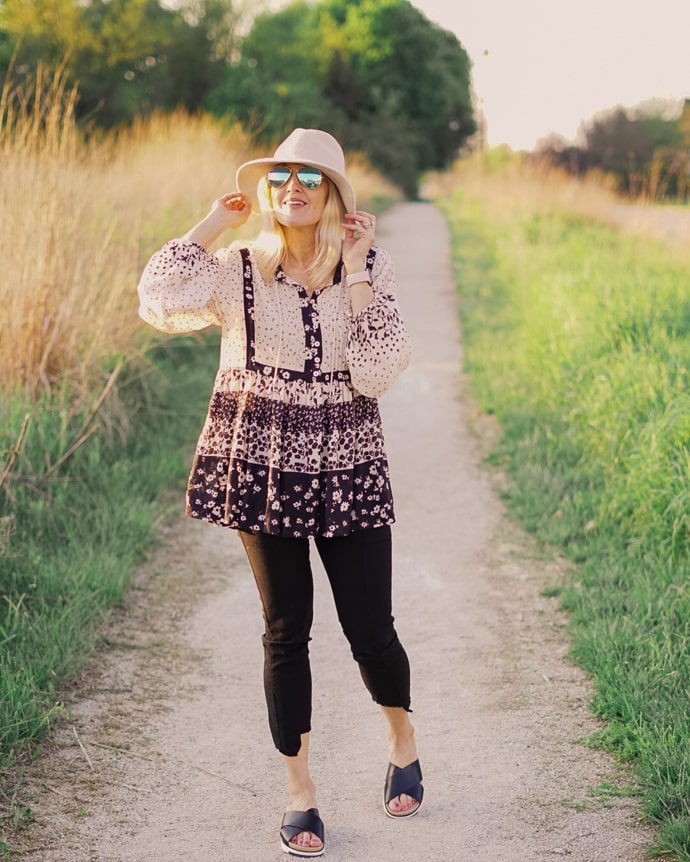 Printed Boho Top Outfit | Spring Outfit Idea