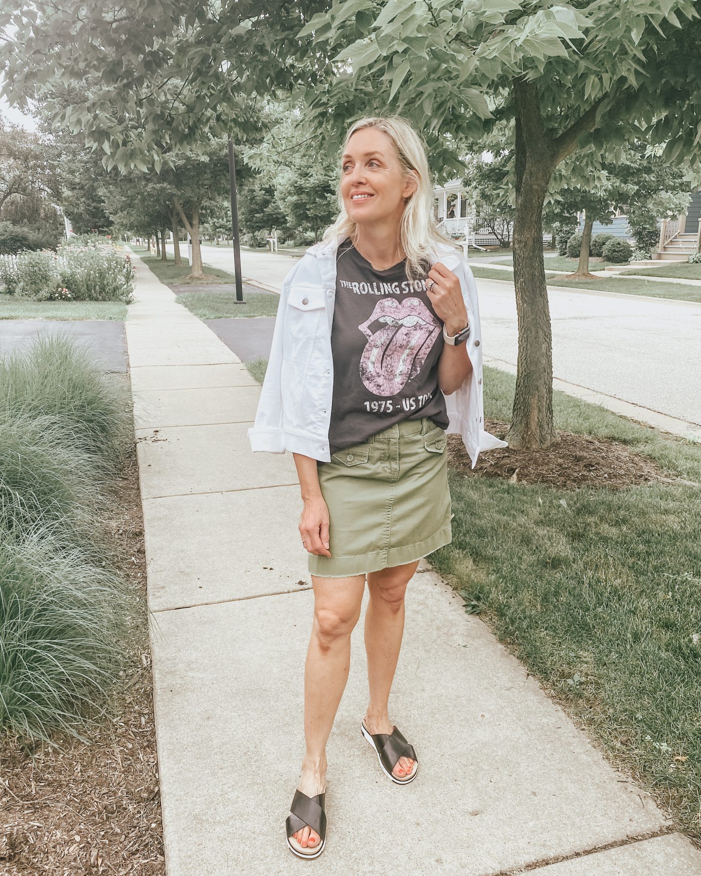 rolling stones tee + denim jacket