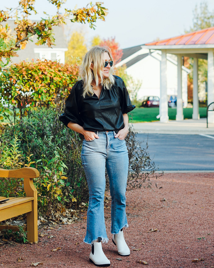Black pleather top hotsell