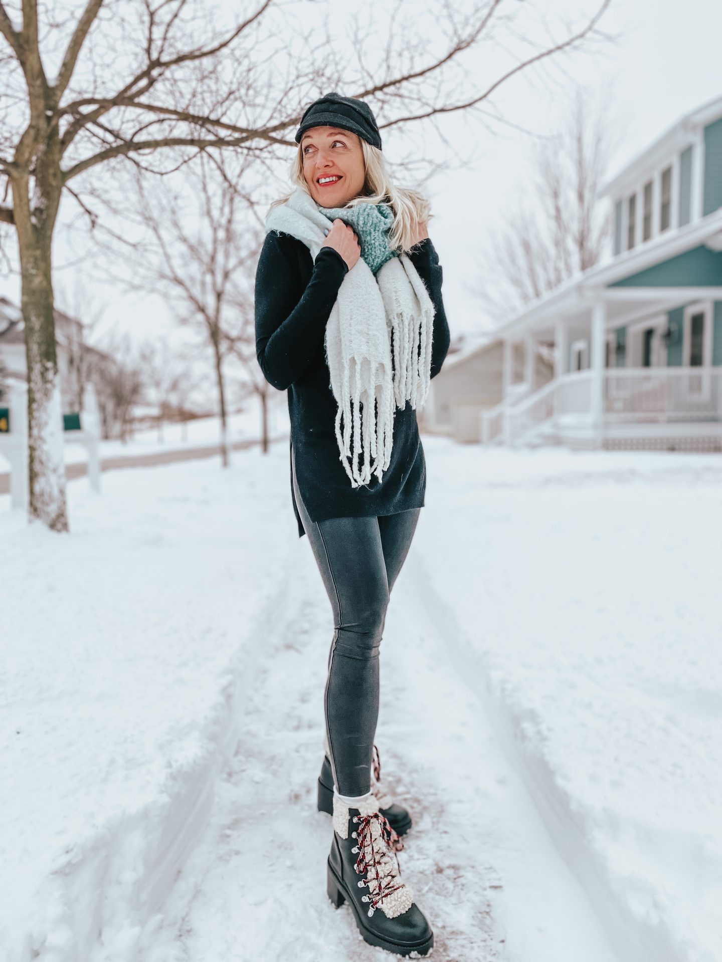 black monochrome winter outfit