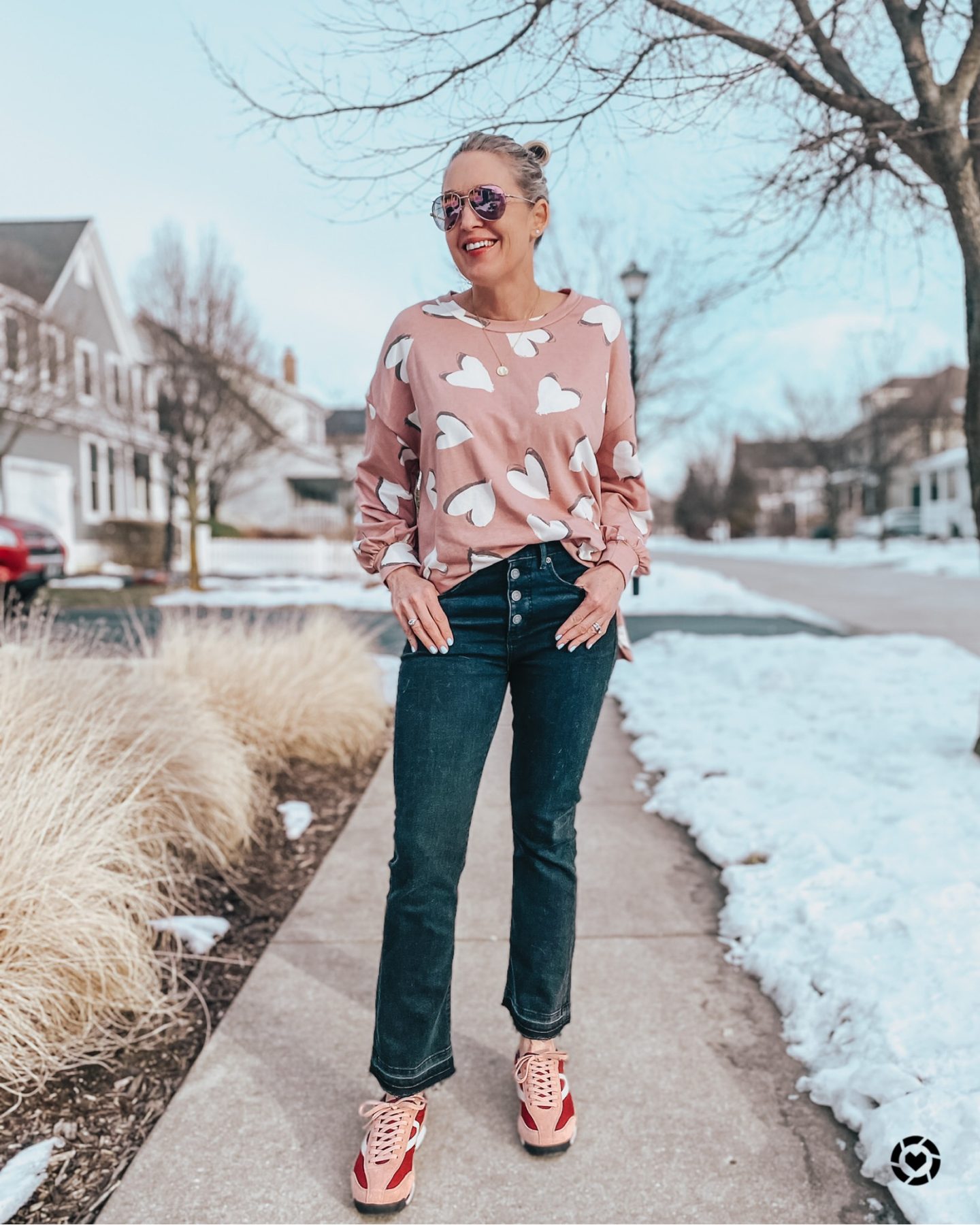 pink heart pullover