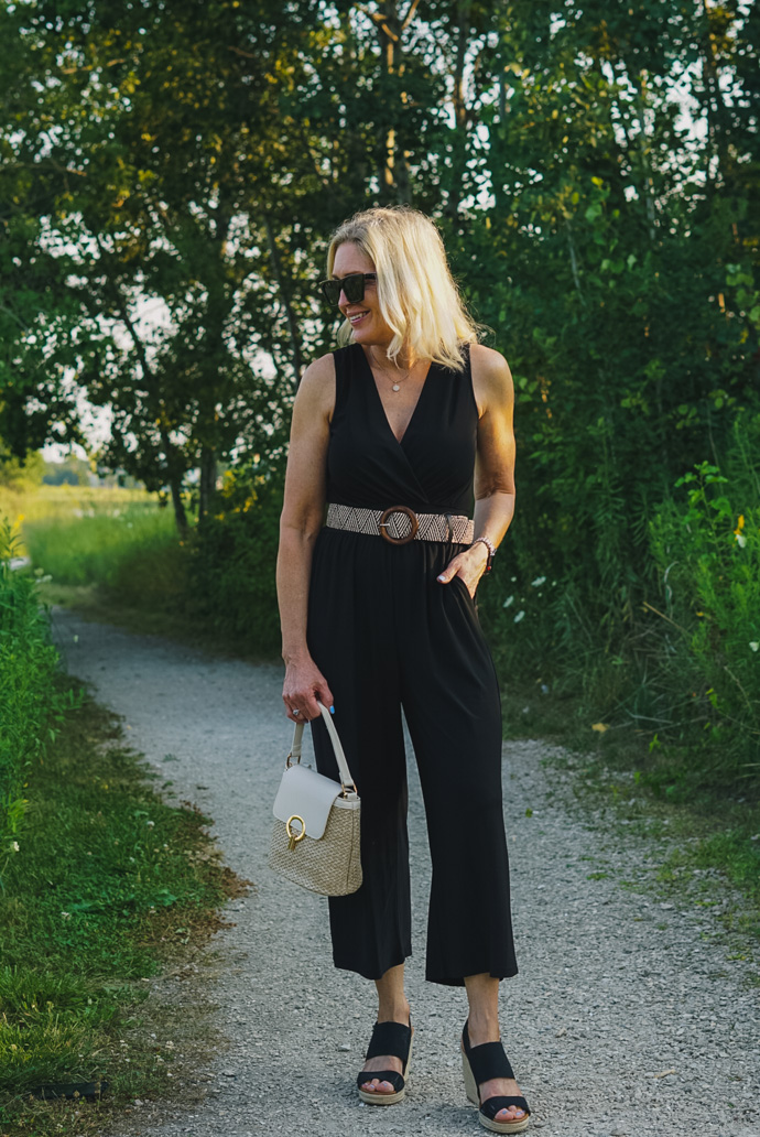 black summer jumpsuit with belt