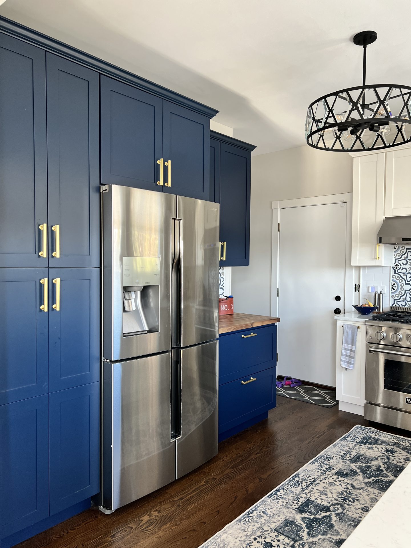 modern farmhouse blue kitchen