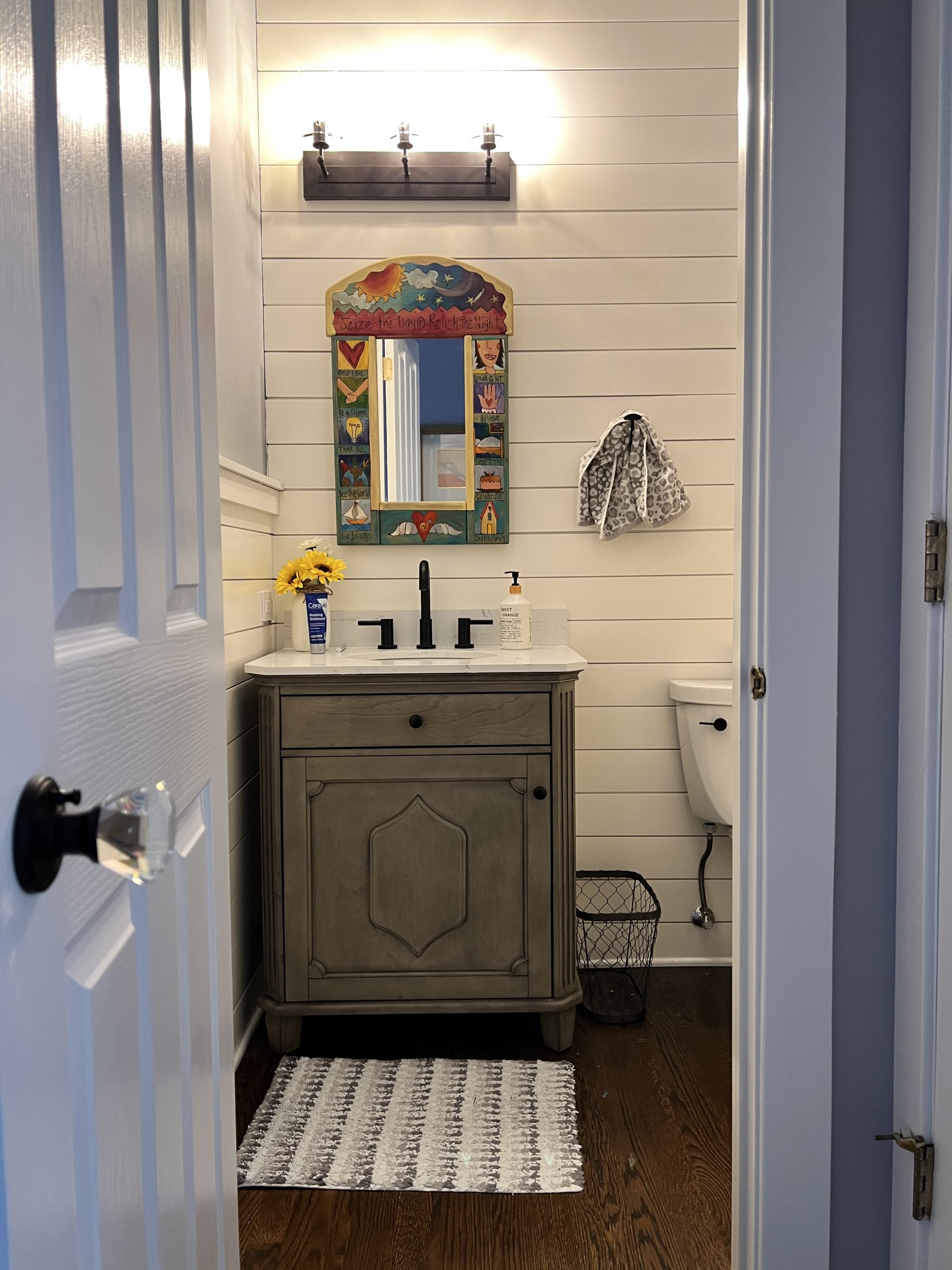 modern farmhouse powder room