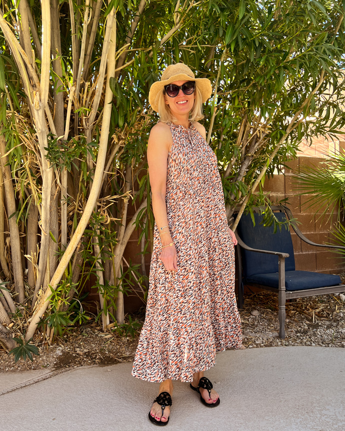 sleeveless summer animal print dress