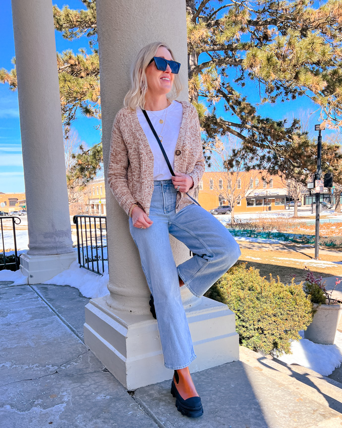 winter to spring transition outfit under $100