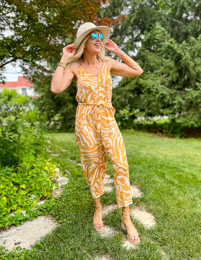 H&M animal print jumpsuit 