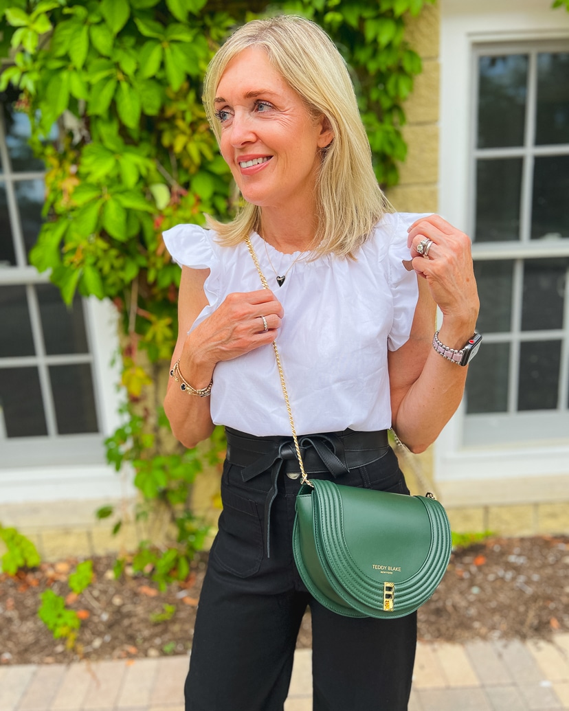 Olive Green Handbag as a Neutral-My new Teddy Blake Bag Styled with Denim -  Elegantly Dressed and Stylish