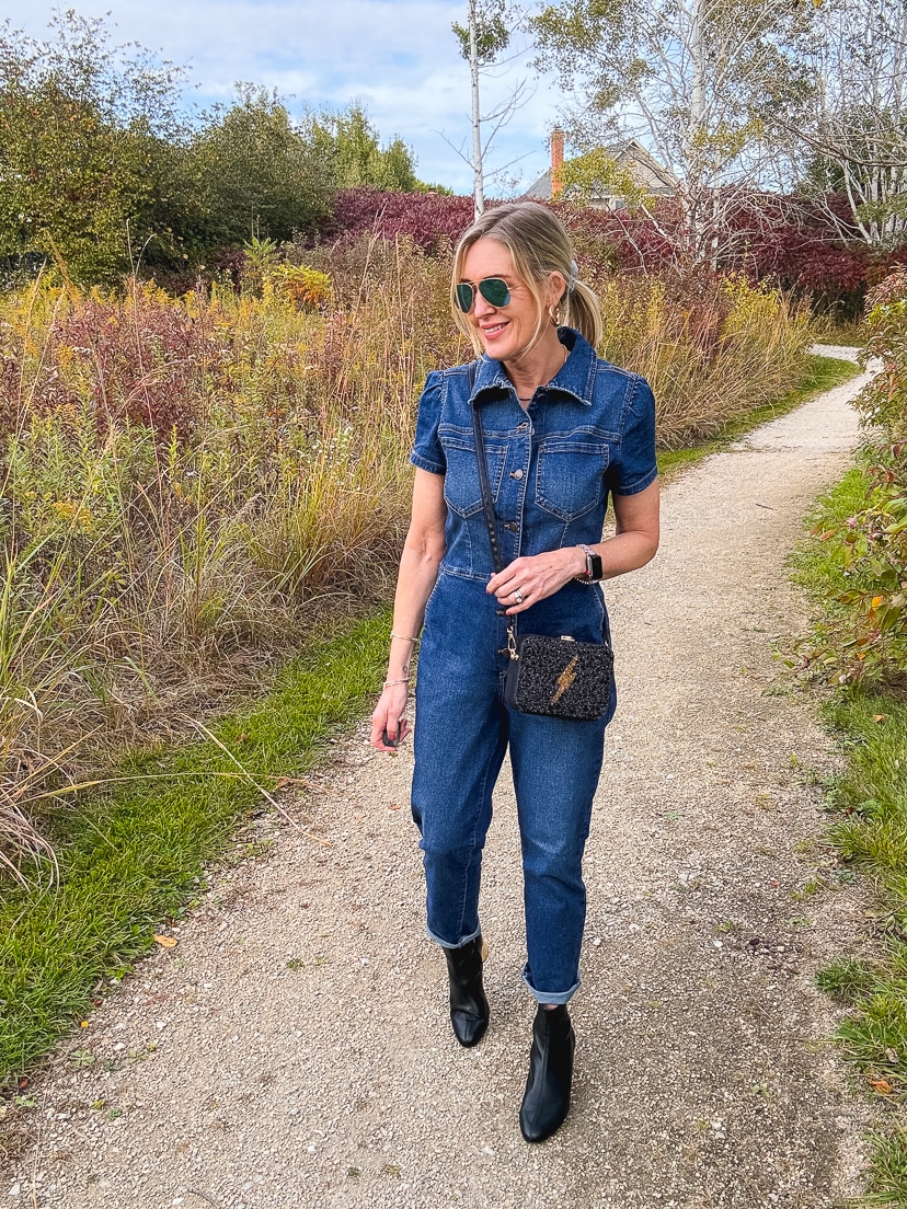 how to style a denim jumpsuit