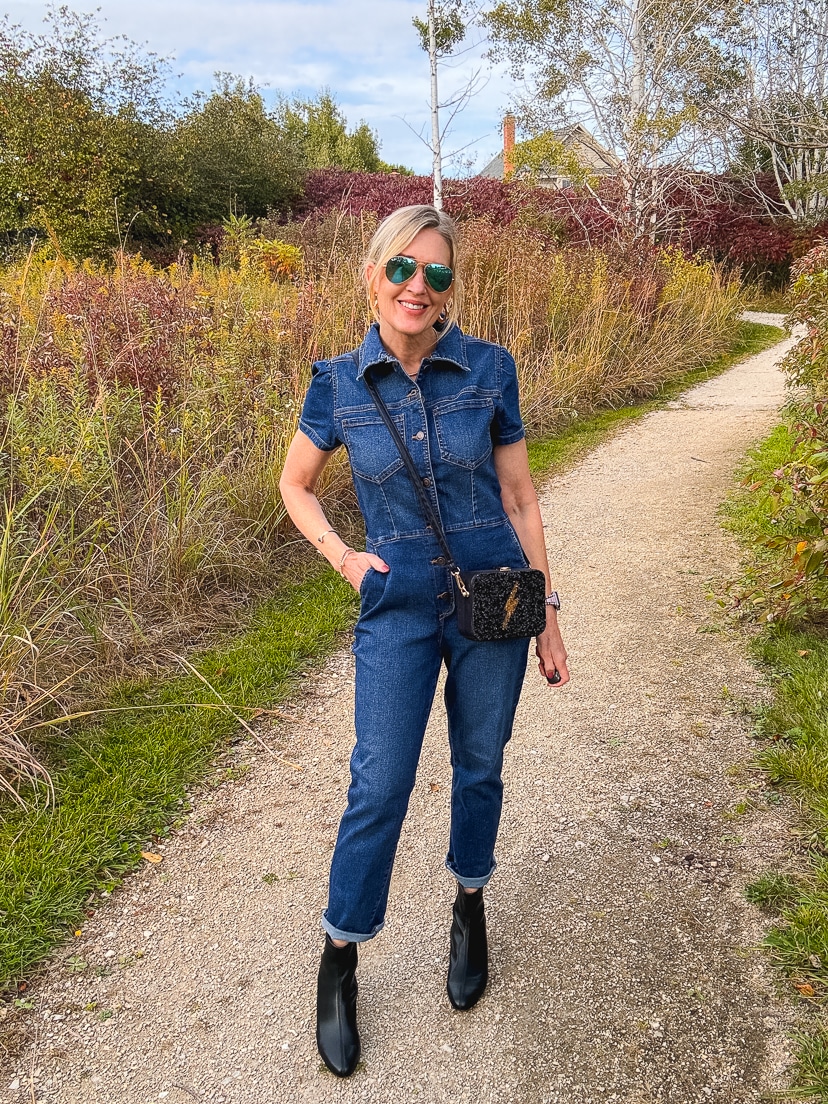 how to style a denim jumpsuit