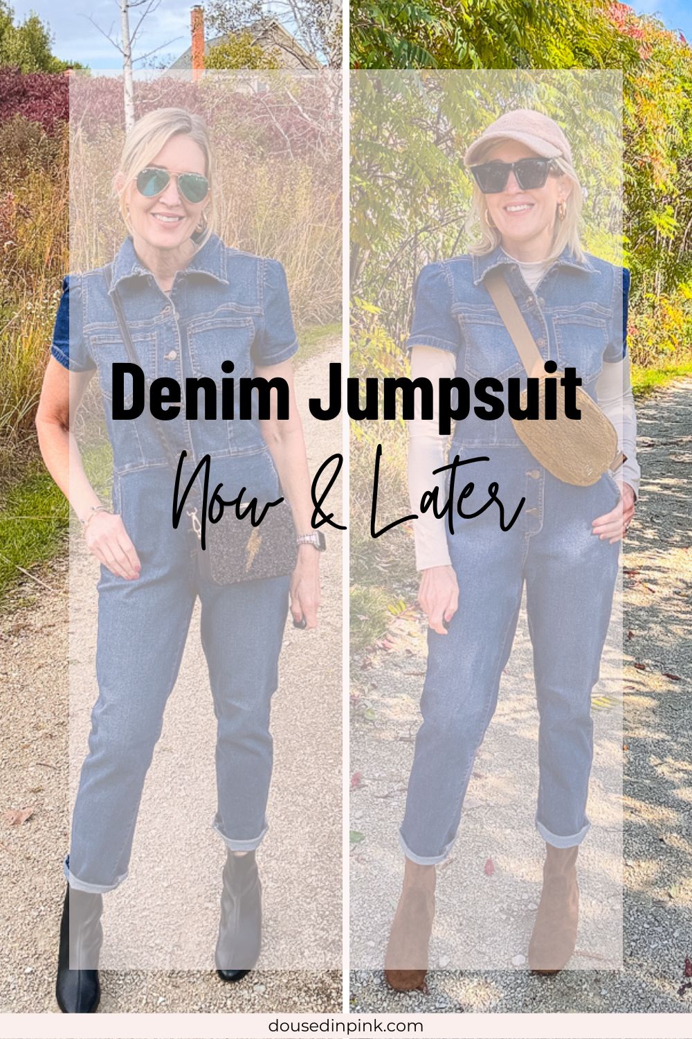 what to wear with a denim jumpsuit in fall