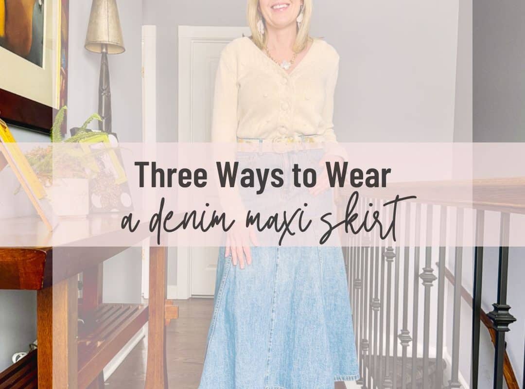 3 ways to wear a long denim skirt