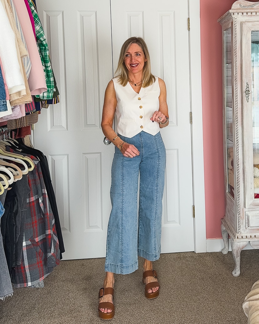 what to wear with cropped wide leg pants