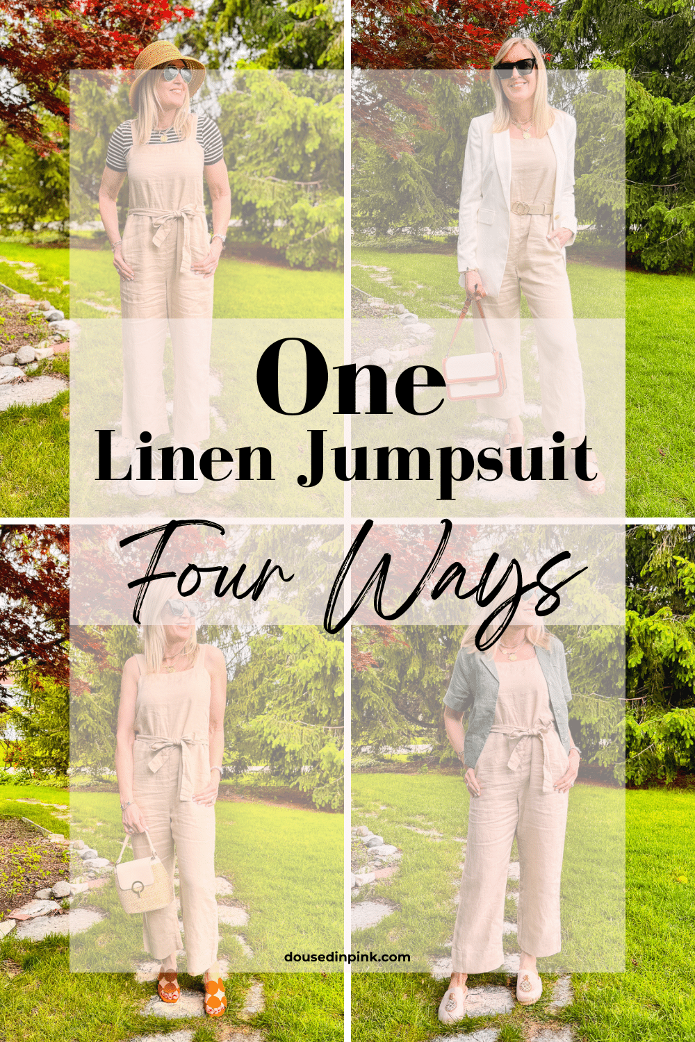 What to Wear with a Linen Jumpsuit - doused in pink