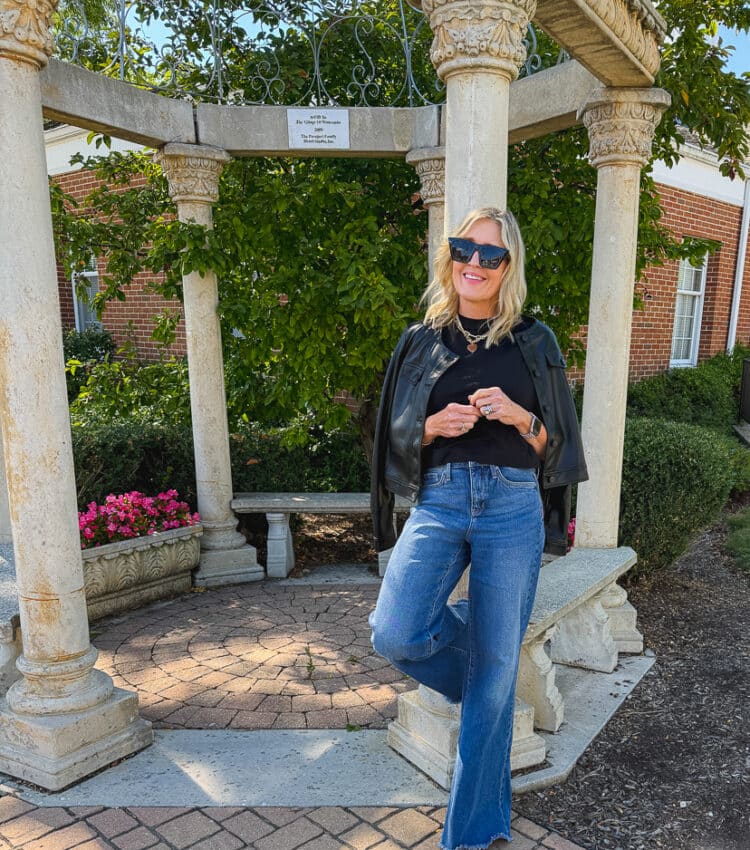 what to wear with wide leg jeans over 40