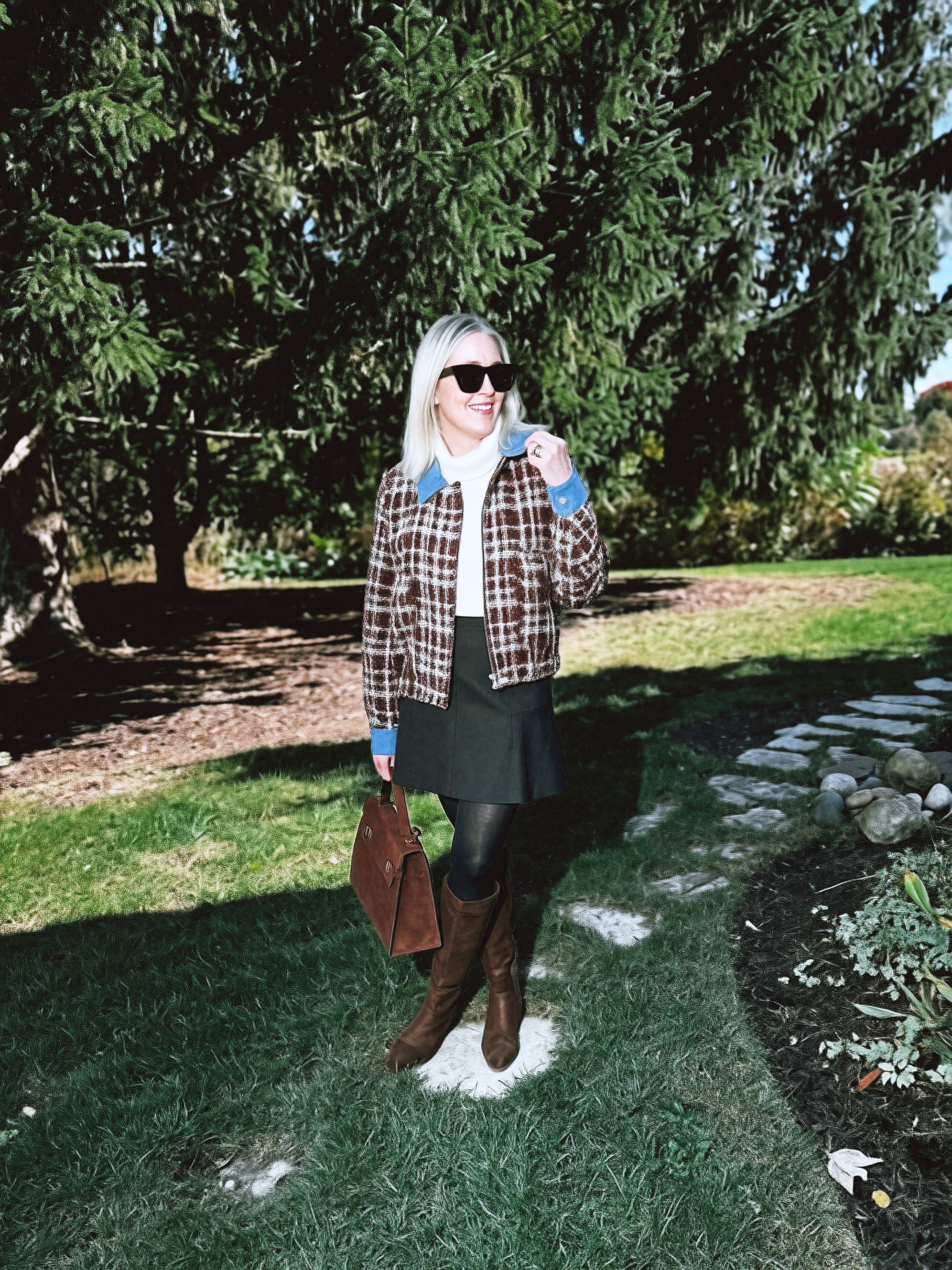 how to style a tweed baseball jacket